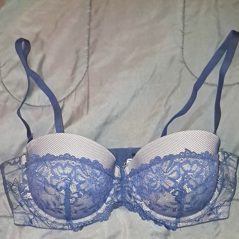 Elegant Blue Lace Bra